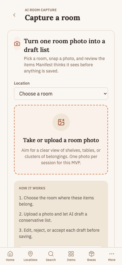 Photo capture in Manifest